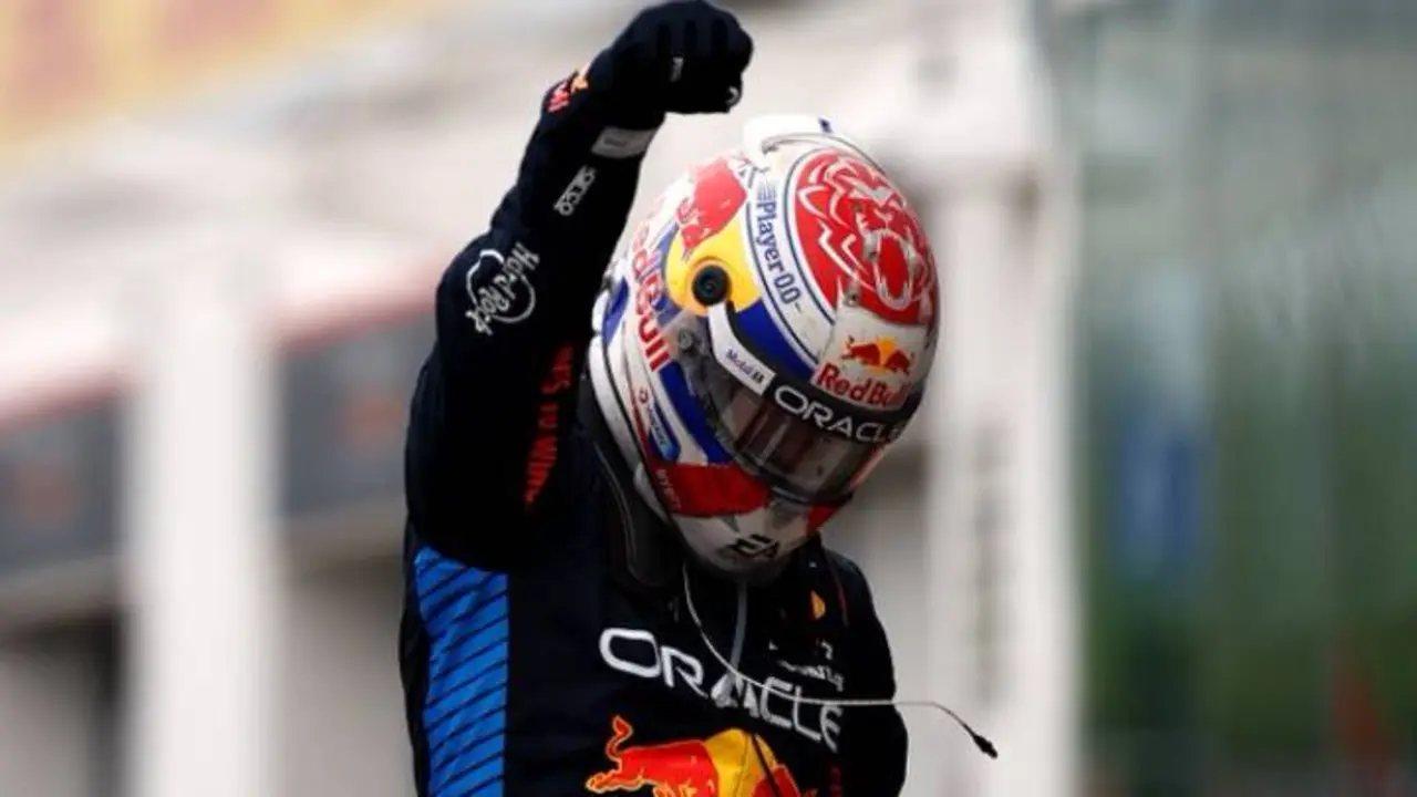 Max Verstappen celebrando su triunfo en Canad&aacute;. / @redbullracing