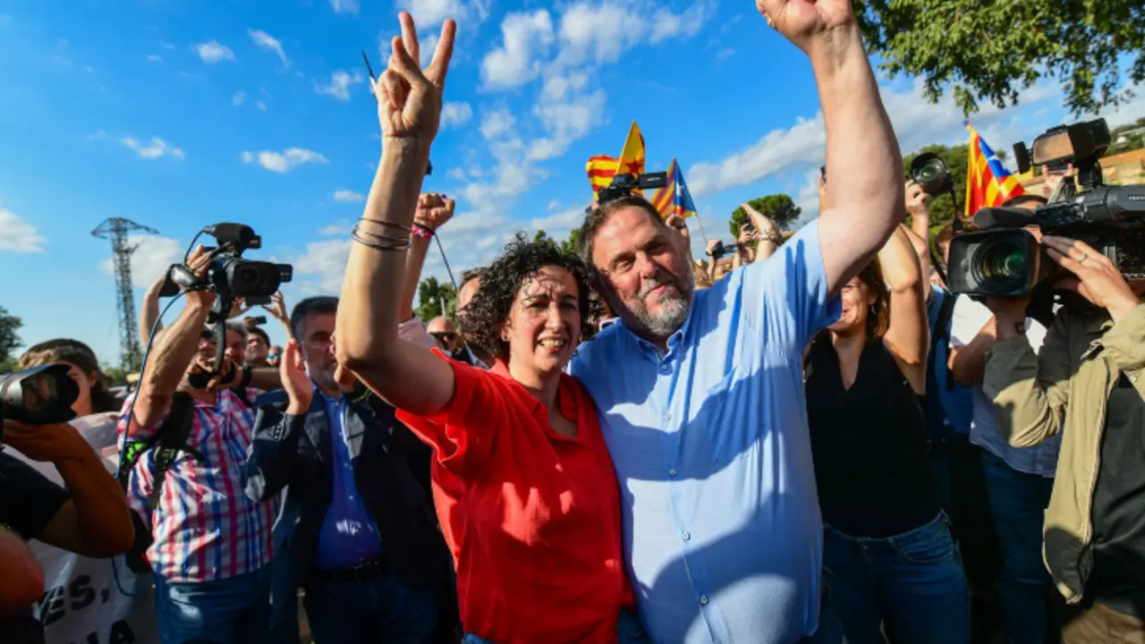 Marta Rovira y Oriol Junqueras, l&iacute;deres de ERC. / @MeritxellSerret