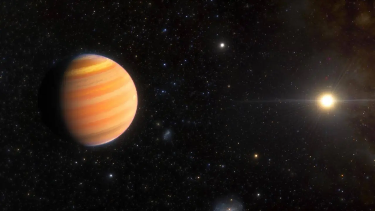 Representaci&oacute;n art&iacute;stica de TIC 241249530 b, un exoplaneta similar a J&uacute;piter. / NOIRLab-SINC