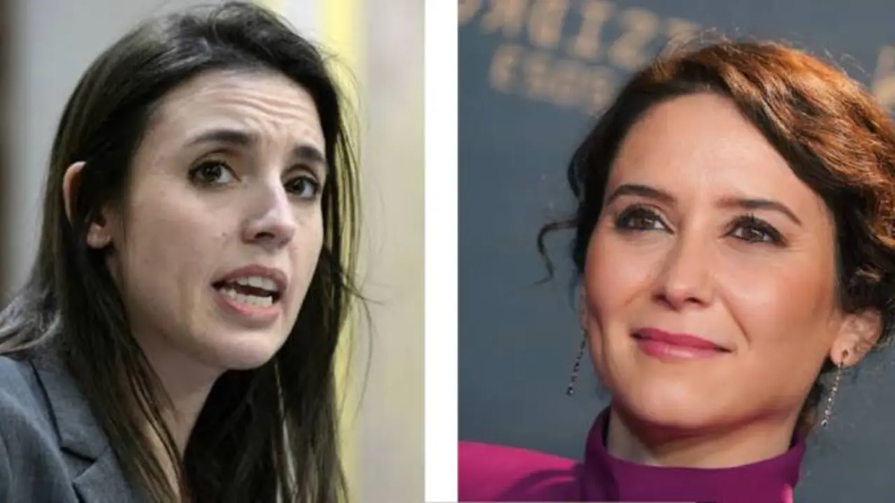 La eurodiputada Irene Montero y la presidente de la Comunidad de Madrid Isabel D&iacute;az Ayuzo. /  Composici&oacute;n