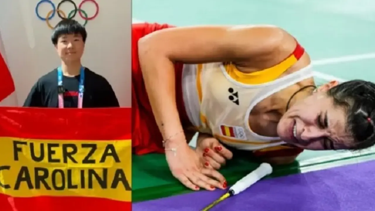 Bing Jiao le dedic&oacute; un mensaje a Carolina Mar&iacute;n tras su lesi&oacute;n en los JJOO. / RR SS