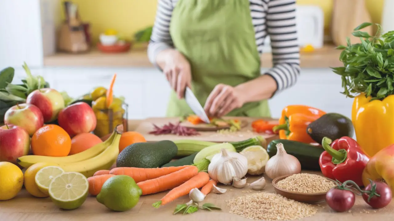 Una mujer prepara un men&uacute; a base de alimentos saludables. / L.S.