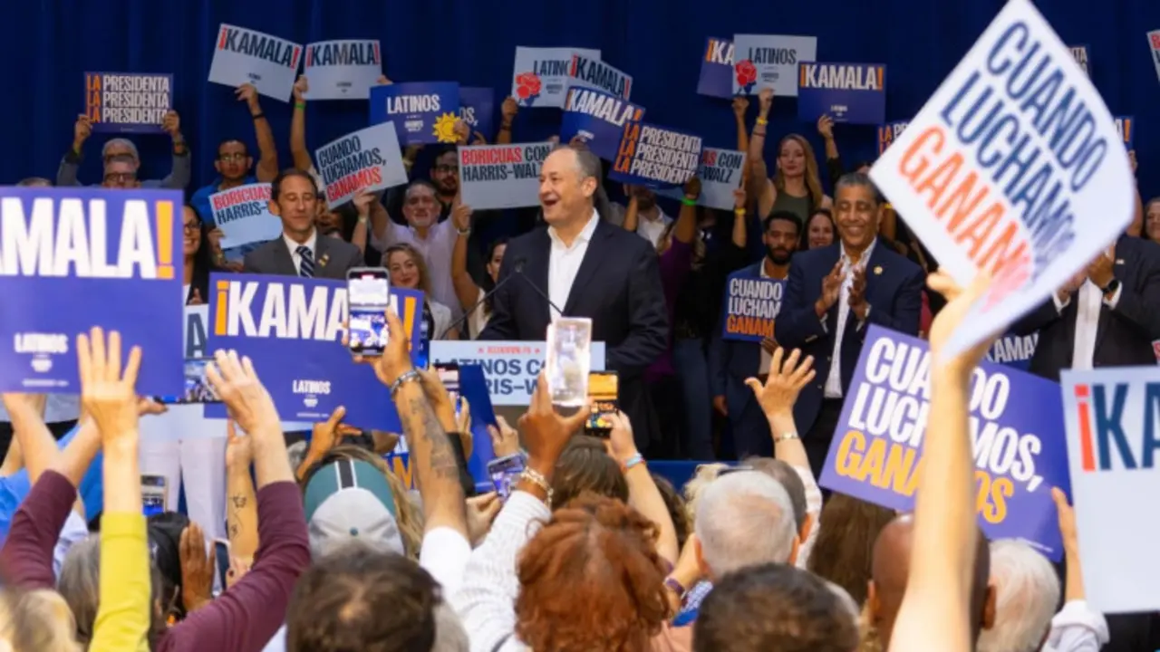 Douglas Emhoff, el esposo de Kamala Harris durante un mitin latino en Allentown. / @DouglasEmhoff