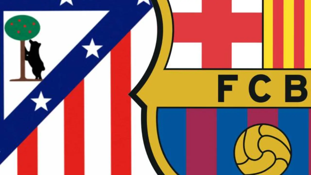 Los escudos del Atl&eacute;tico y del FC Barcelona. /  Composici&oacute;n