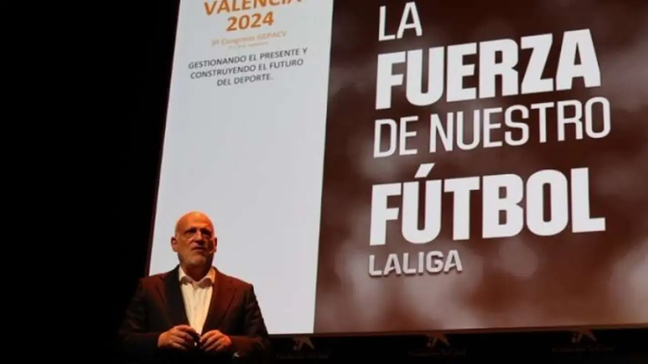 Javier Tebas, presidente a LaLiga defiende la gesti&oacute;n de Peter Lim en el Valcencia CF. / RR SS