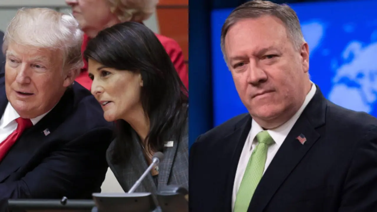 Donald Trump, Nikki Haley y Mike Pompeo. / Mundiario