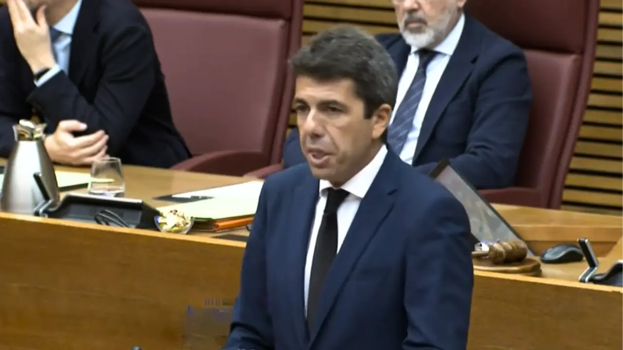 Carlos Maz&oacute;n, presidente de la Generalitat Valenciana, comparece ante Las Cortes. / X @rtvenoticias