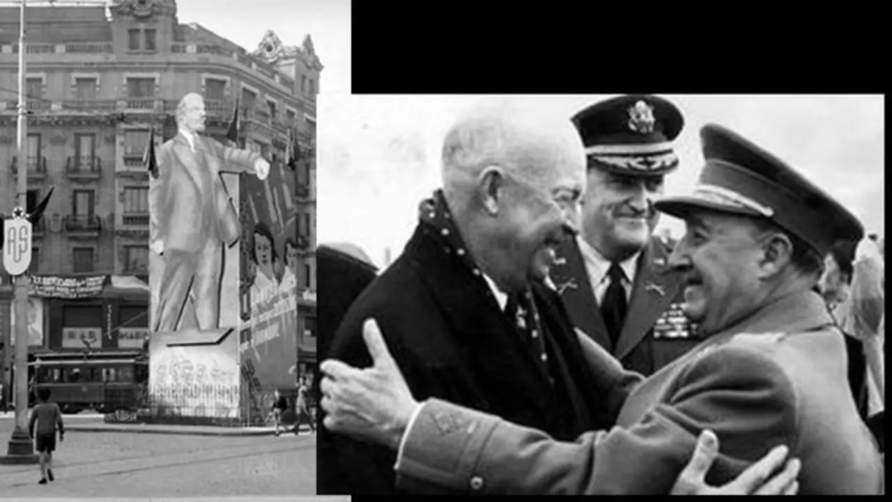 Stalin en Madrid y Franco abrazado a Eisenhower