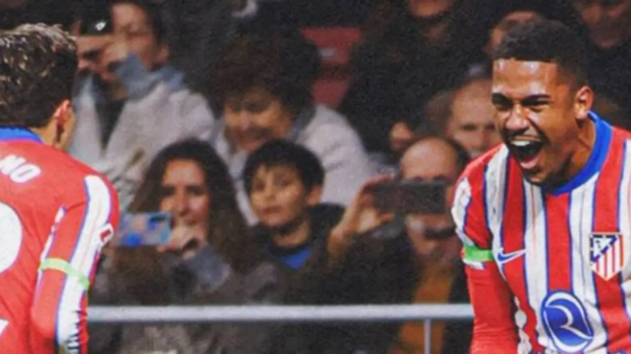 Samuel Lino celebrando su gol ante el Mallorca. / @atleti