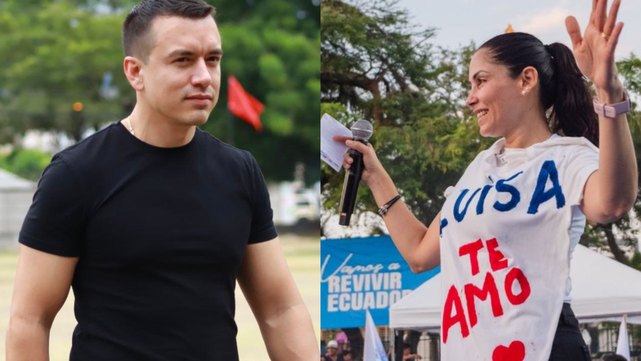 Daniel Noboa, presidente de Ecuador y Luisa Gonz&aacute;lez, candidata presidencial. / Mundiario