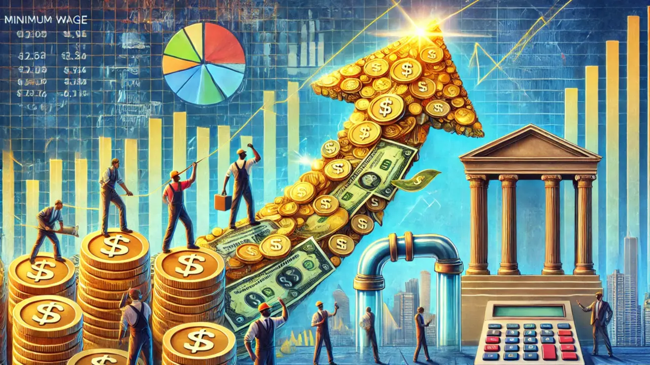 Una ilustración que representa la subida del salario mínimo y su contribución a Hacienda. / Mundiario.
