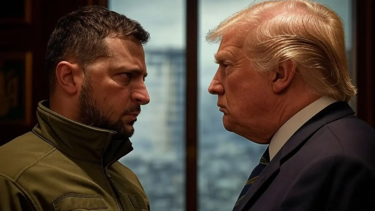 Volod&iacute;mir Zelenski, presidente de Ucrania; y Donald Trump, presidente de EE UU. / Mundiario.