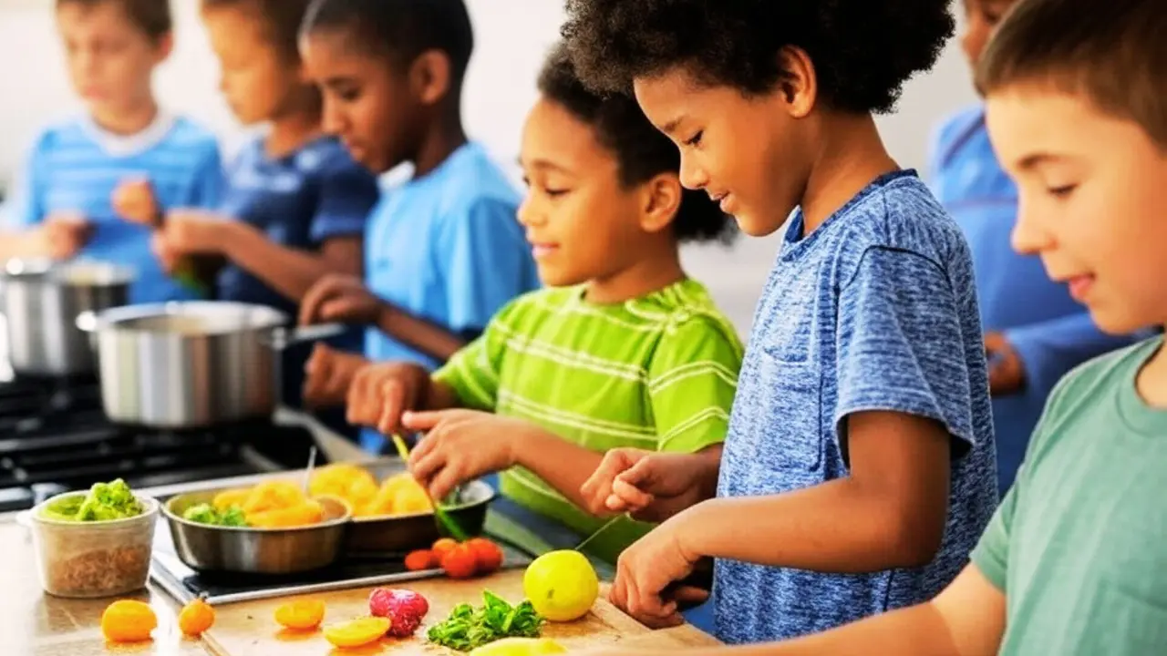 Ni&ntilde;os preparando comida saludable. / Mundiario.