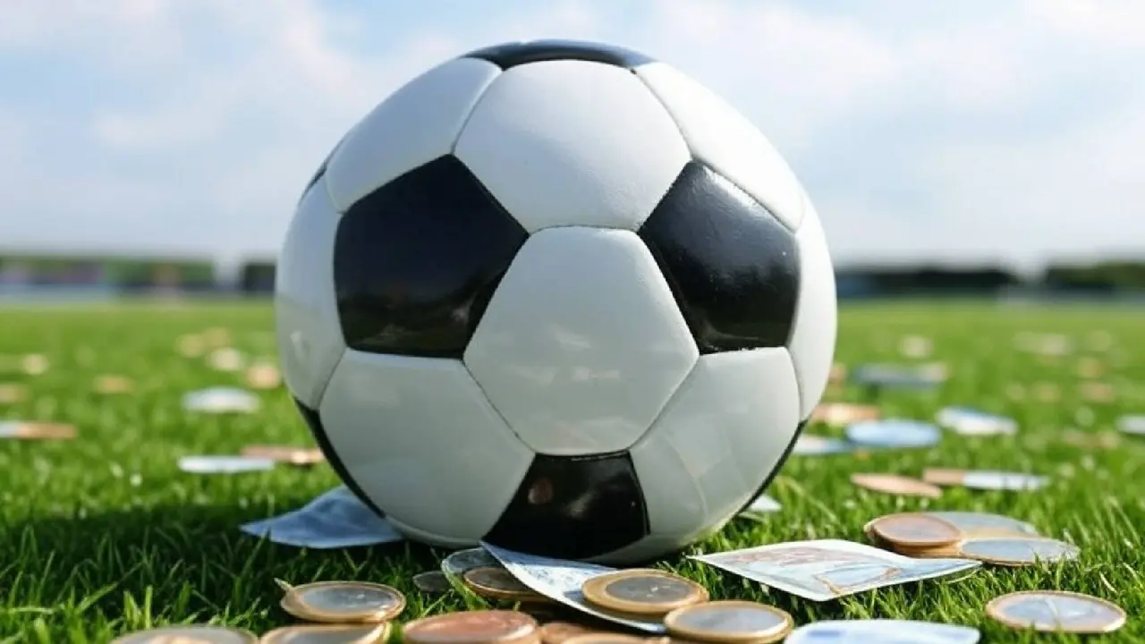Imagen referencial de un bal&oacute;n de f&uacute;tbol y dinero conectado con las apuestas ilegales. /  Grok