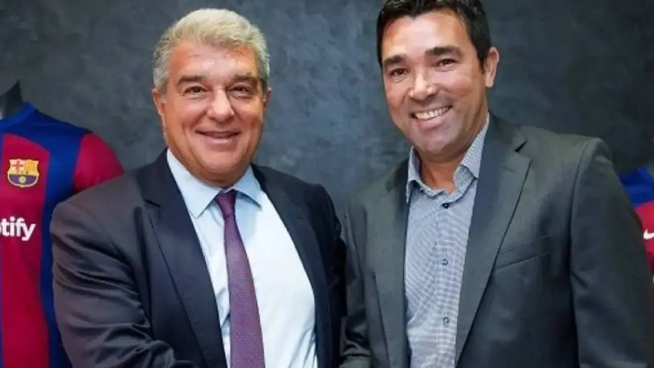 Joan Laporta, presidente del FC Barcelona, junto a Deco. / @FCBarcelona