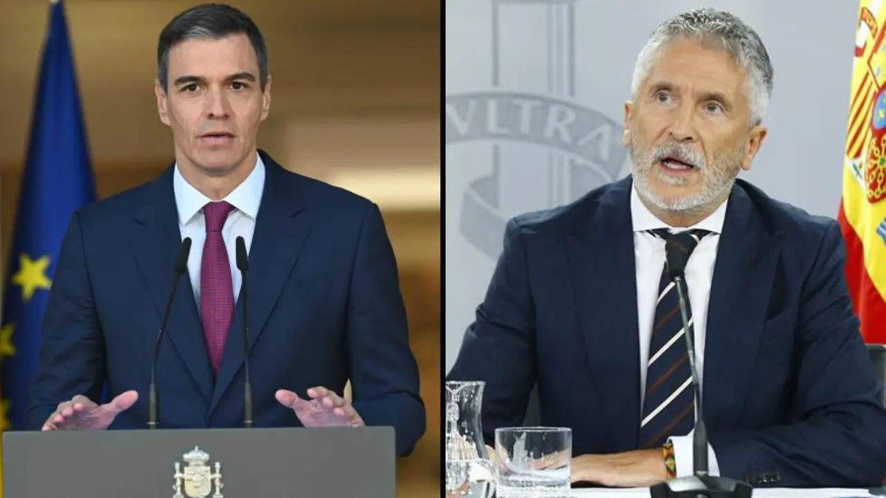 Pedro S&aacute;nchez, presidente del Gobierno; y Fernando Grande-Marlaska, ministro de Interior. / RR SS.