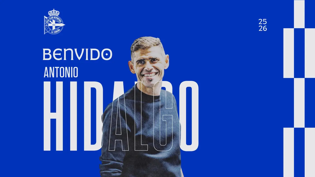 La bienvenida del Deportivo a su nuevo entrenador, Antonio Hidalgo. / RCD