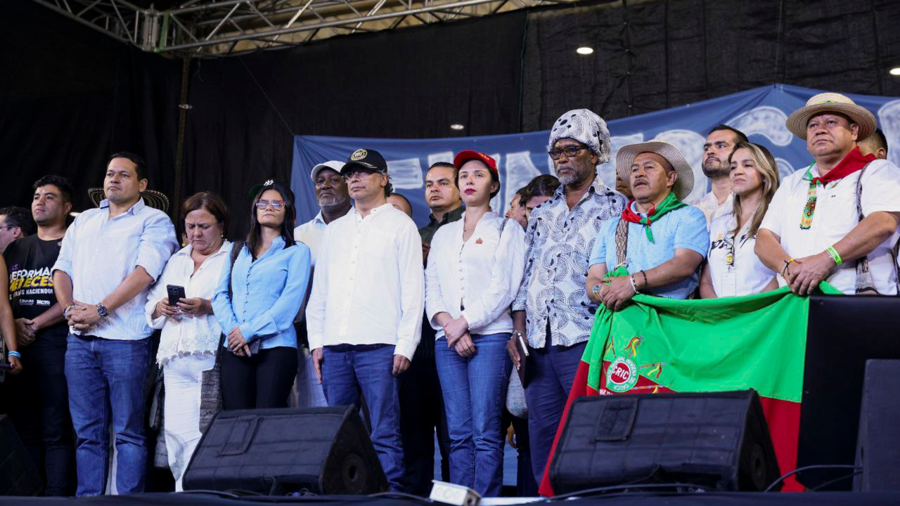 Gustavo Petro, presidente de Colombia en un mitin en Cali, Valle del Cauca. /@infopresidencia