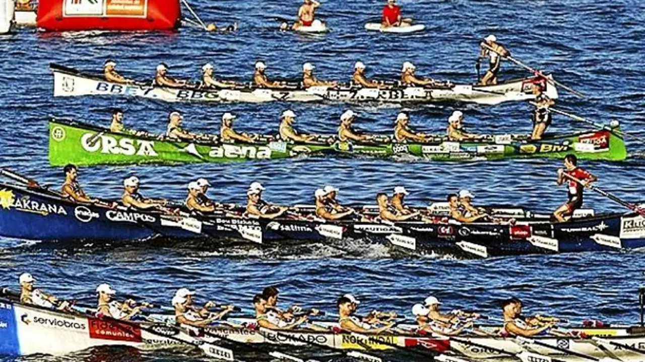 Zierbana, Hondarribia, Bermeo, Donostierra (traineras de arriba abajo)