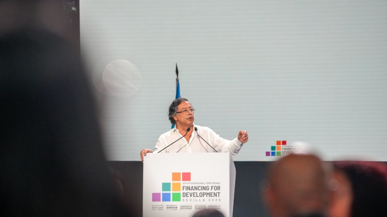 Gustavo Petro, presidente de Colombia en la IV Conferencia Internacional de Financiaci&oacute;n al Desarrollo. / @infopresidencia