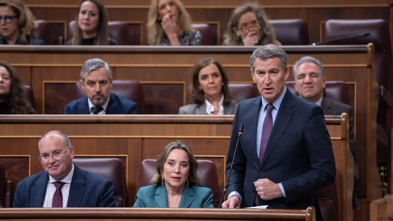 Alberto N&uacute;&ntilde;ez Feij&oacute;o, Cuca Gamarra, Miguel Tellado, El&iacute;as Bendodo, Carmen F&uacute;nez y Juan Bravo. / PP