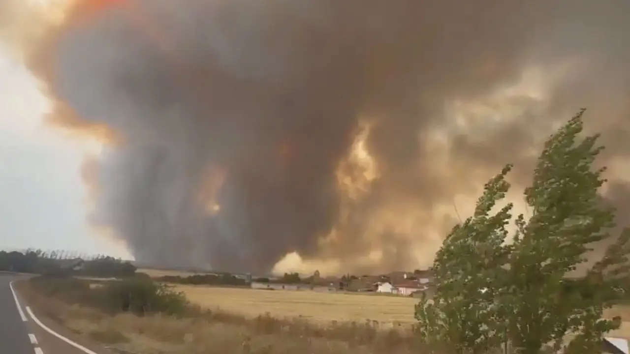 Incendio en Zamora. / @UMEgob.