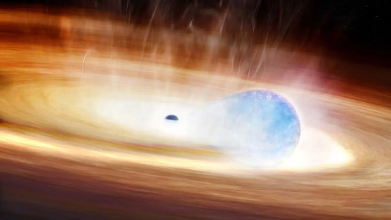 Un estudio ha capturado la interacci&oacute;n explosiva entre un agujero negro y una estrella masiva cercana. / Melissa Weiss - Harvard & Smithsonian (CfA)
