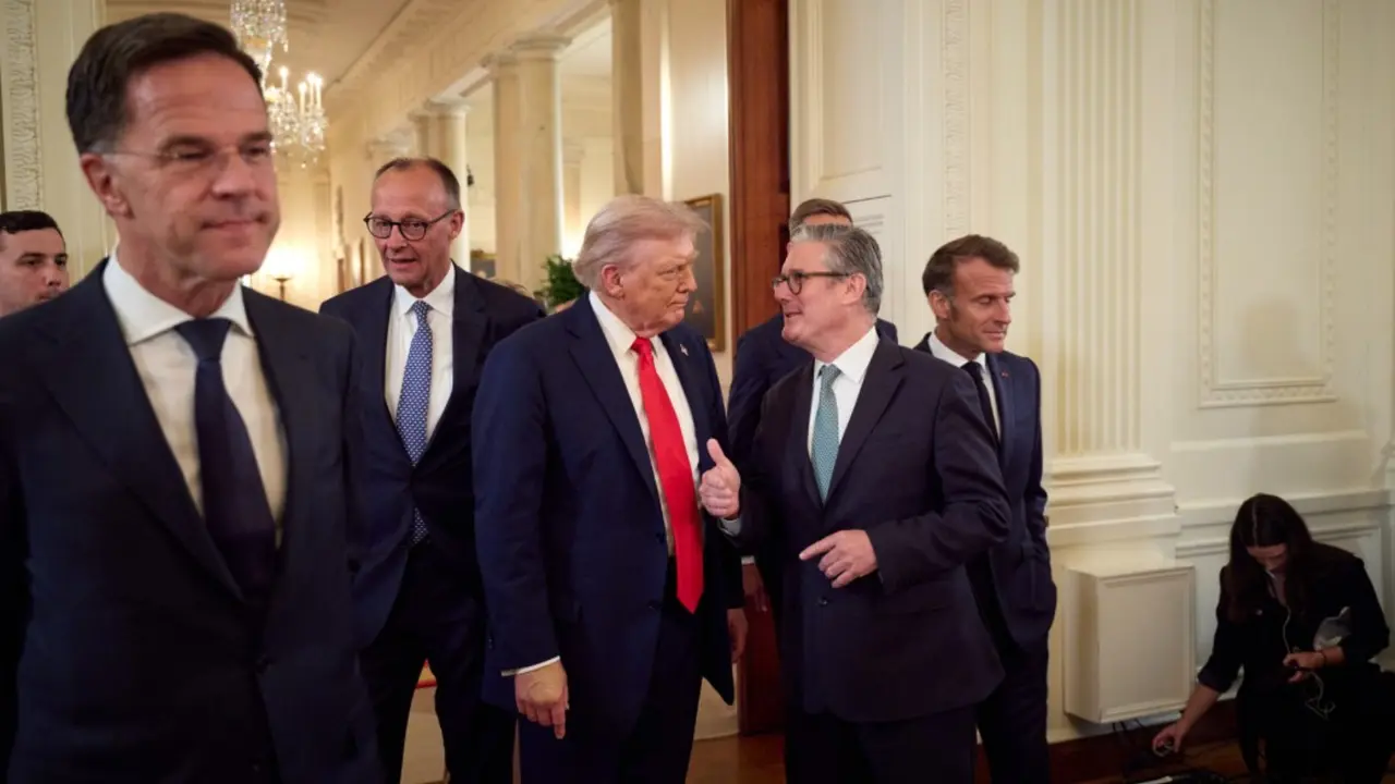 Mark Rutte, Friedrich Merz, Donald Trump, Keir Starmer y Emmanuel Macron. / Oficina del presidente de Ucrania