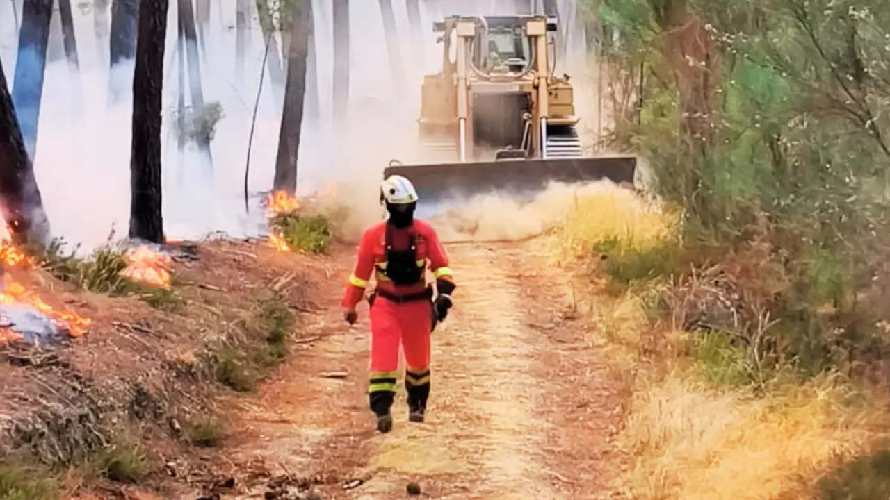 Funcionarios de UME hacen frente a los incendios. / @Defensagob.