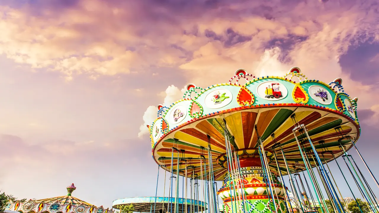Carousel. Horses on a carnival Merry Go Round.
