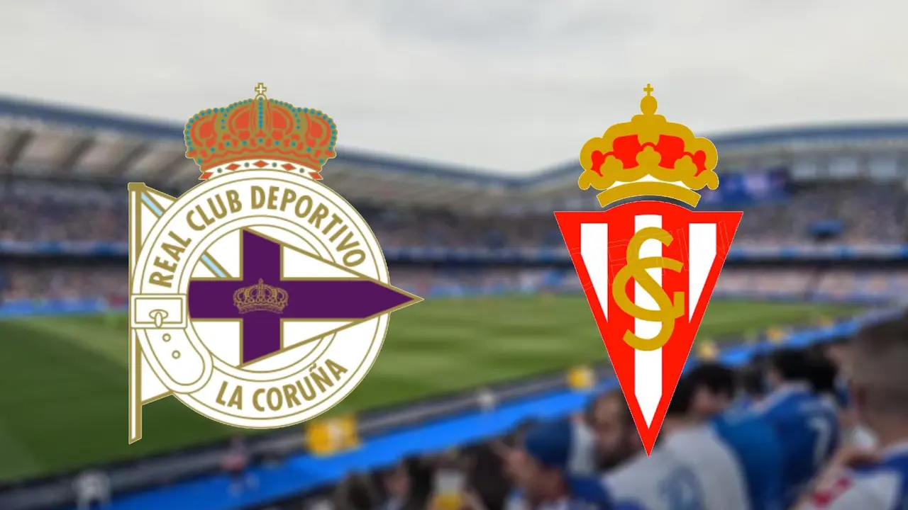 Los escudos del Deportivo y el Sporting. /  Composici&oacute;n