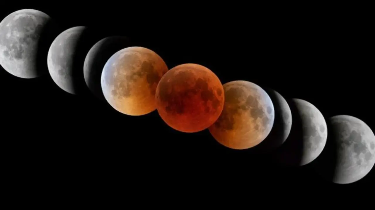 Secuencia que muestra el final de un eclipse total lunar. / RR. SS.