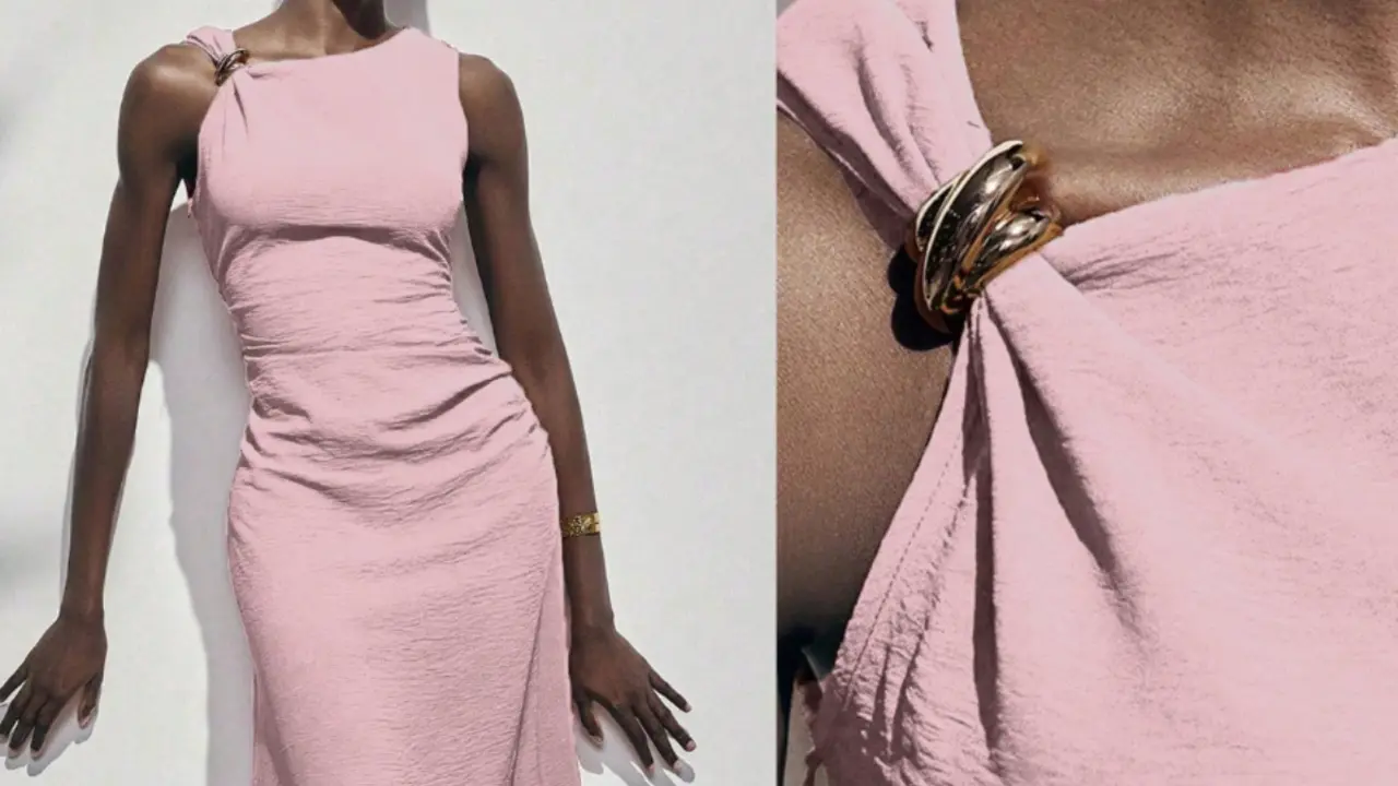 Vestido rosa con argolla, Shein.com.