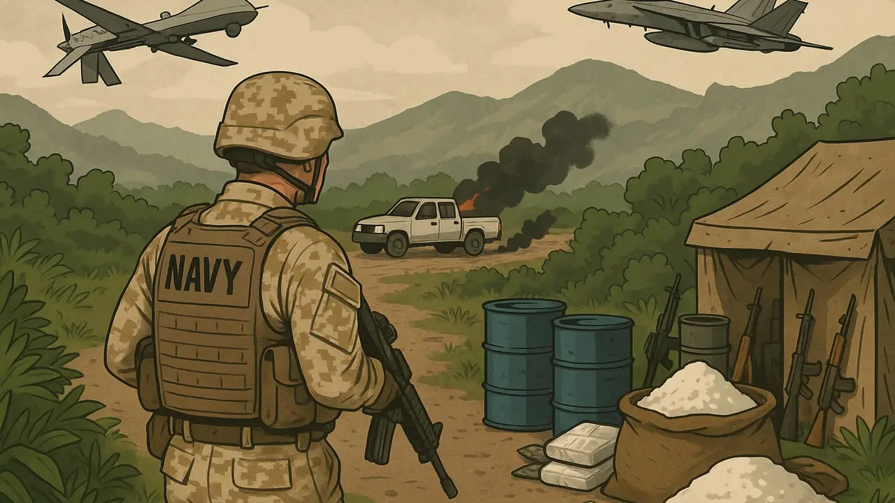 Ilustraci&oacute;n relativa a la lucha militar de EE UU contra el narcotr&aacute;fico. / Mundiario