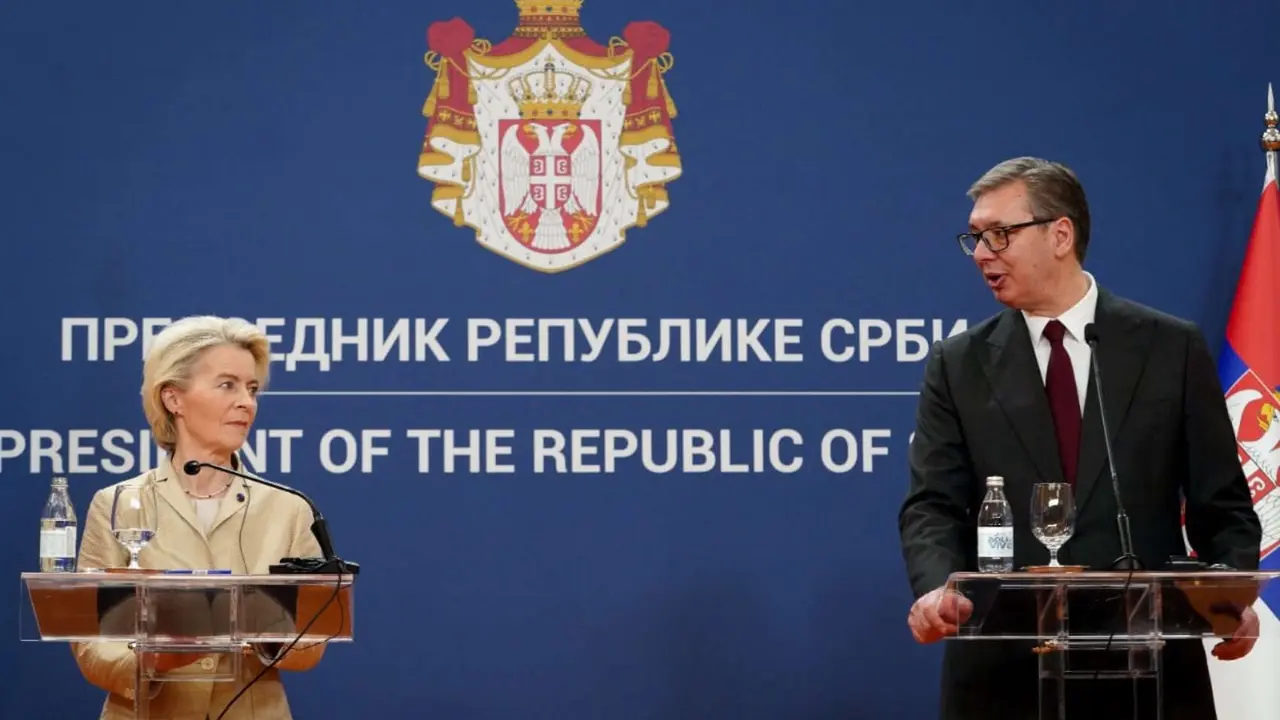 Ursula von der Leyen, presidenta de la Comisi&oacute;n Europea y Aleksandar Vucic, presidente de Serbia. / @avucic