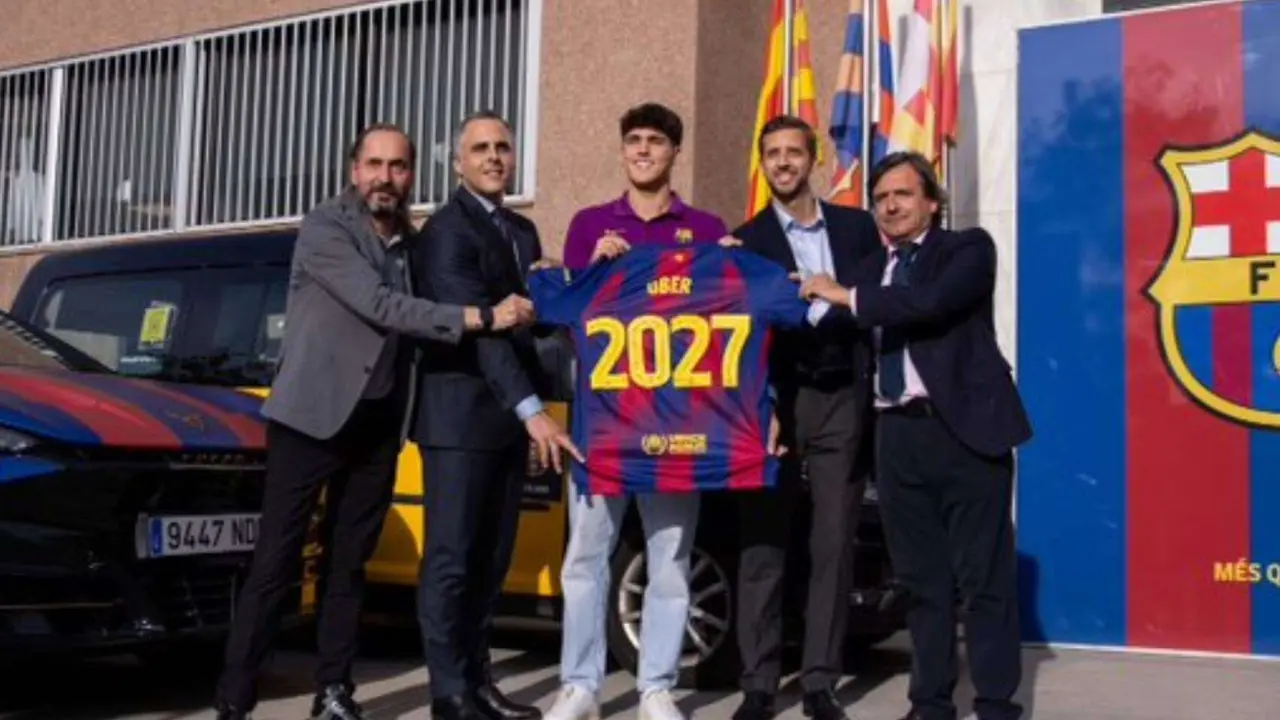 Acto de oficializacion del acuerdo entre Uber y el FC Barcelona. /  @fcbarcelona