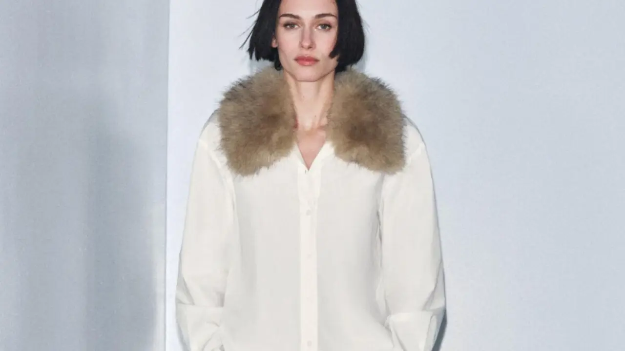 Blusa cuello pelo, Zara.com.