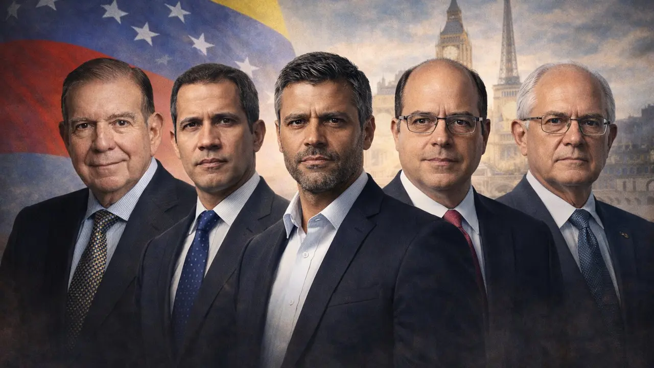 Ilustraci&oacute;n de los opositores venezolanos Edmundo Gonz&aacute;lez Urrutia, Juan Guaid&oacute;, Leopoldo L&oacute;pez, Julio Borges y Antonio Ledezma. / Mundiario