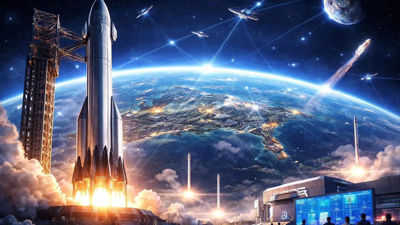 Una ilustraci&oacute;n relativa a SpaceX, cuya probable salida a Bolsa en 2026 despierta una gran expectaci&oacute;n. / Mundiario