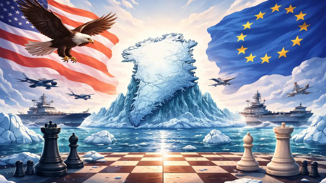 Ilustraci&oacute;n de la partida que disputan EE UU y la UE con Groenlandia en juego. / Mundiario