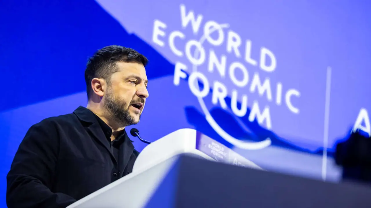 Volod&iacute;mir Zelenski, presidente de Ucrania en Davos. / Foro Econ&oacute;mico Mundial (FEM)