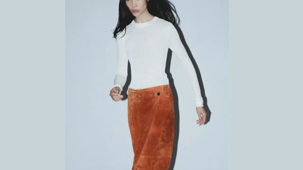 Falda midi ante, Zara.com.