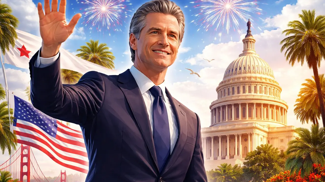 Ilustración de Gavin Newsom. / Mundiario