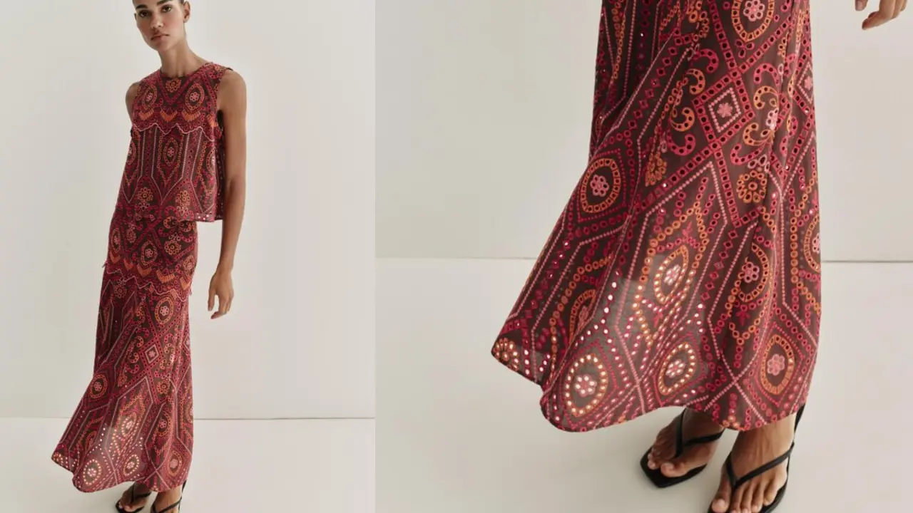 Falda bordada, Zara.com.