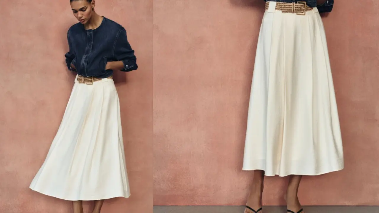 Falda cinturón trenzado, Zara.com.