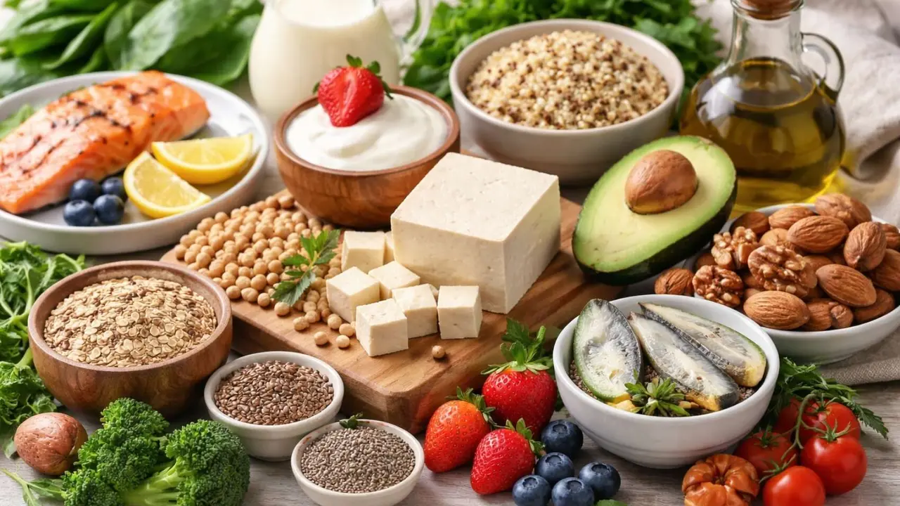 Alimentos saludables en la menopausia. / IA.