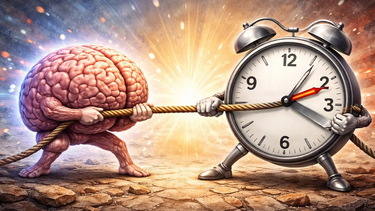 Un cerebro y un reloj pelean por el cambio horario. / Mundiario.