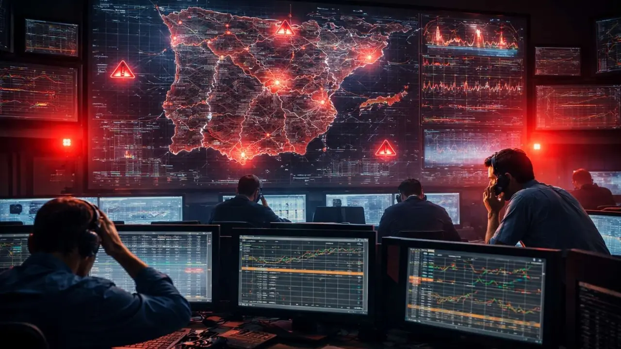 Sala de control el&eacute;ctrica en emergencia. / IA.