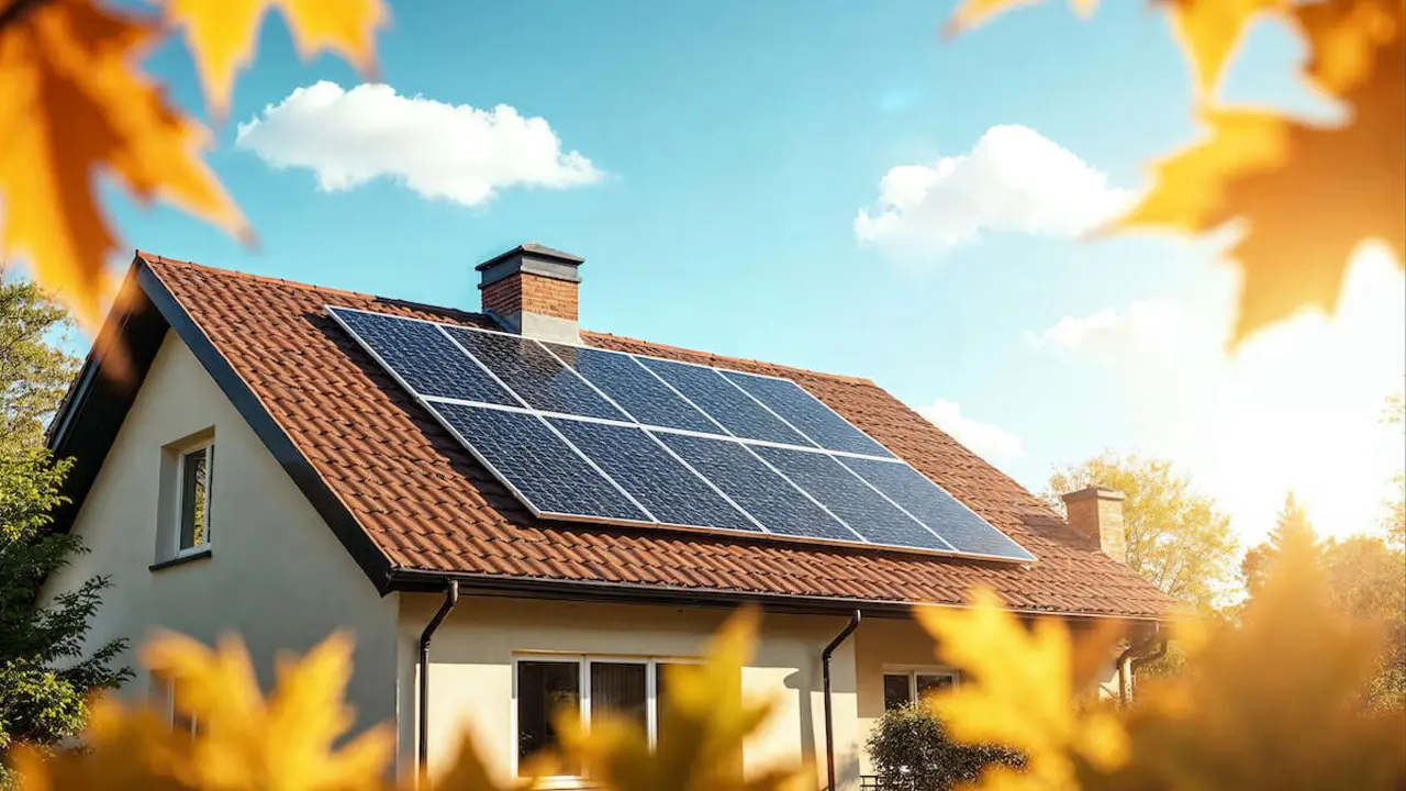 Casa con placas solares. / Freepik