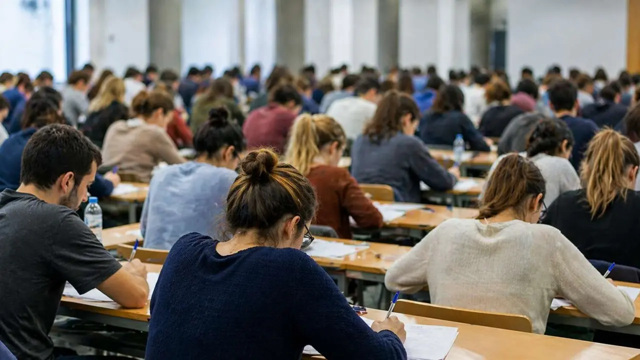 Asistentes a una oposici&oacute;n de empleo p&uacute;blico. / IA.